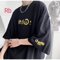[[GIÁ RẺ]]ÁO THUN NAM NỮ UNISEX HELLO MẶT CƯỜI FOM RỘNG TAY LỠ