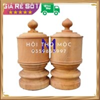 (Giá Rẻ)Đôi đài nước thờ gia tiên gỗ mít cao 22cm cỡ 12cm