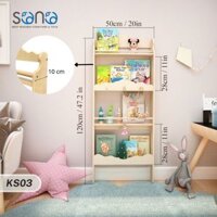 Giá sách gỗ, kệ sách treo tường cao cấp SONO, trang trí phòng trẻ em KS03