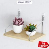 Giá Sách Treo Tường Trang Trí FIVO Mã FB40 Không Cần Khoan Tặng Kèm Đinh 4 Chân Chịu Lực Lên Đến 10KG Với Móc Inox Dễ Dàng Gắn Lên Tường  - Gỗ 30x15cm