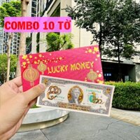 GIÁ SALE - COMBO 10 Tờ Tiền 2 Đô Con Rắn Mạ Vàng 3D Kèm Bao Lì Xì, 2 Usd Sưu Tầm Lưu Niệm, Lì Xì Tết