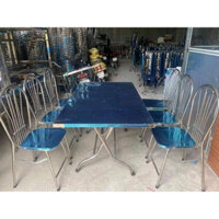(giá sản xuất) bộ bàn ghế inox bàn chữ nhật ghế đôn