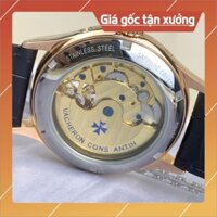 [Giá Sập Sàn]  Đồng hồ Nam Vacheron- đồng hồ cơ Automatic 5 kim mặt trắng viền vàng size 40-41mm