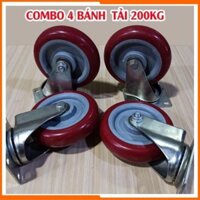 [GIÁ SHOCK] Bánh xe đẩy chịu lực 100mm bộ 4 bánh - Tải 200 kg - SẴN KHO