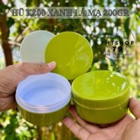 [Giá Sỉ] 30 Hủ nhựa K200 xanh lá mạ - lòng hũ 200gr - hủ rỗng - có nắp lót chống tràn - Đựng kem body