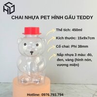 Giá Sỉ: 50 Chai Nhựa Đựng Trà Sữa Hình Gấu Teddy 450ml
