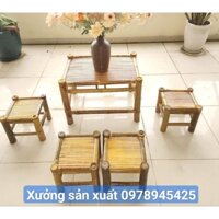 [Giá sỉ] Bàn ghế tre mộc mạc, bàn ghế tre phù hợp cho nhà hàng, quán bún đậu