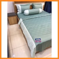 [Giá Sỉ] Bộ Chăn Ga Gối Cotton Satin Hàn Quốc Màu Xanh Rêu Phối Xanh Lavender – Tuấn Phát