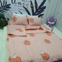 (Giá sỉ) Bộ Chăn Hè 5 Món Trần Bông Cotton Poly cao cấp hàng loại đẹp mẫu Đào cam. Chăn nằm điều hoà