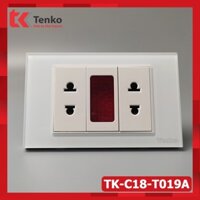 [Giá Sỉ C18]Ổ Cắm 2 Chấu Âm Tường Kèm Đèn Báo Điện Mặt Kính Cao Cấp TENKO Thương Hiệu Nhật TK-C18-T019A