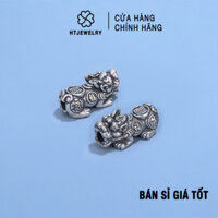 [GIÁ SỈ] Charm Bạc Tỳ Hưu Kim Tiền Tài Lộc Bạc Đen HTJEWELRY PH033