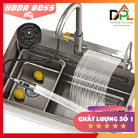 [GIÁ Sỉ ]Chậu rửa bát 1 hố đúc HODABOSS kích thước 60x45cm,  Bồn Rửa Chén 1 Ngăn mạ tĩnh điện titan Tặng chậu nhỏ