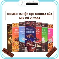 Giá sỉ- Combo 15H Mix đủ vị Kẹo socola đen và sữa 50% Cacao 20g siêu ngon đủ vị FIGO, Milk Chocolate đồ ăn vặt siêu ngon