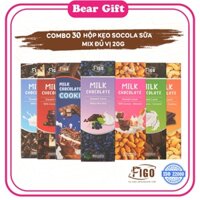 [GIÁ SỈ] Combo 30 Hộp Milk Chocolate FIGO 20gr MIX đủ vị | Socola sữa 50% Cacao nhân Hạt dinh dưỡng Hạt điều chất lượng