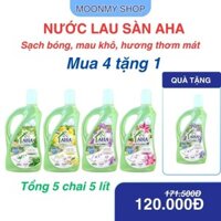 [GIÁ SỈ] Combo 4 chai tặng 1 Nước lau sàn AHA hương chanh xả-Laverder-Lyly-Bạc hà, chai 1 lít