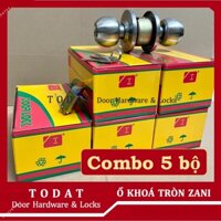 [Giá sỉ] COMBO 5 BỘ ổ khoá tay nắm tròn Zani hộp vàng loại tốt