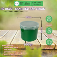 [Giá sỉ] combo 50 hũ đựng kem body cao cấp 500gr (k500)-có nắp lót chống tràn-màu xanh rêu nắp trong