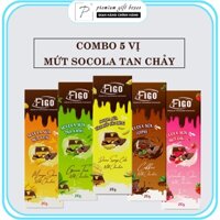 Giá sỉ- Combo 5H Mix đủ vị Kẹo socola sữa 50% Cacao Figo NHÂN MỨT Dâu, Mattcha, Xoài, Sầu riêng siêu ngon, Ăn vặt ngon