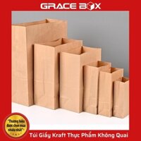 {Giá Sỉ} Hàng Nhập - Xấp 50 Túi Giấy Kraft Xi Măng Thực Phẩm Không Quai - Không Thấm Dầu - Siêu Thị Bao Bì Grace Box