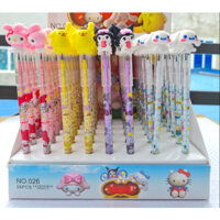 (Giá Sỉ) Hộp 48 Bút chì đốt, Viết chì khúc nhiều hình siêu nhân, kurumi,ngựa poly, mặt cười ngộ nghĩnh dễ thương