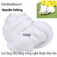 Giá sỉ- Len chọc nhập khẩu cao cấp màu trắng sáng 50-100gr  Nghệ thuật Chọc len