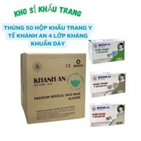 [Giá Sỉ] Nguyên thùng 50 hộp khẩu trang y tế Khánh An 4 lớp kháng khuẩn dày