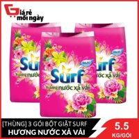 Giá sỉ nguyên thùng bột giặt Surf Hương nước xả vải (Hồng) Gói lớn 5.5kgX3