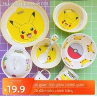 [🪁GIÁ SỈ🪁] Pokémon Pikachu bộ đồ ăn trẻ em thức cho bát dặm đĩa melamine cốc nước mẫu giáo tối phim hoạt hình