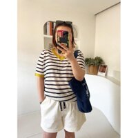 [GIÁ SỈ] Quần áo nữ cỡ lớn của chị Rose phiên bản Hàn Quốc mùa hè cổ chữ V thiết kế màu sắc tương phản áo len sọc lụa bă