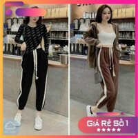 [Giá Sỉ] Quần Jogger Nữ Dáng Thể Thao Phối Sọc Đen Trắng [ Cao Cấp ] Chất Nhung Dày Dặn Phong Cách Ulzzang