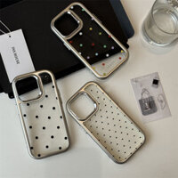 [GIÁ SỈ]  Thích hợp cho dòng Apple iPhone15ins đơn giản 14pro khung bạc màu chấm bi 13pr vỏ điện th