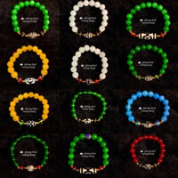 (Giá Sỉ) Vòng tay phong thuỷ đá Dzi 12 màu mix hạt charmed, phụ kiện phù hợp với các lứa tuổi và cả nam nữ