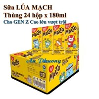 [GIÁ SIÊU KM ko kèm quà tặng] 24 hộp sữa lúa mạch MALTO 180ml 2 vị Socola Bạc hà