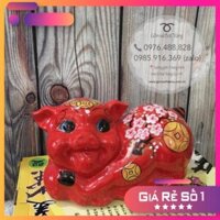 GIÁ SIÊU RẺ -  Heo tiết kiệm tài lộc dáng nằm vàng (màu đỏ)