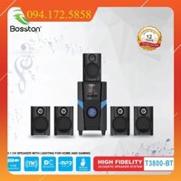 Giá siêu rẻ Loa vi tính 5.1 kiêm Bluetooth USB thẻ nhớ Bosston T3800-BT 45W led RGB 7 màu, nguồn 220V (Đen) - Nhất Tín C