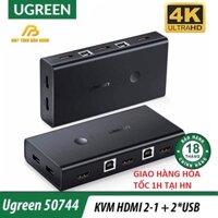 Giá siêu tốt  Bộ chuyển đổi 2 máy tính dùng 1 màn hình HDMI - Auto 2 USB KVM HDMI Switch Ugreen 50744 - Hàng Chính Hãng