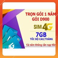 GIÁ SIÊU YÊU SIM 4G VIETTEL D900 TẶNG 7GB/THÁNG d500 tặng 4gb/tháng bao xài 1 năm không tốn phí gia hạn GIÁ SIÊU YÊU