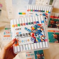[GIÁ SỈ]Hộp màu acrylic marker 2 đầu vẽ được trên mọi vật dụng 24-36 màu