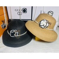 (Giá sỉ)Mũ cói đi biển kiểu chuông gắn hoa sang trọng