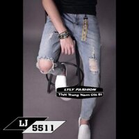 [Giá Sinh Viên] Quần Jeans Nam Rách Gối Cá Tính Xanh Nhạt QJ5511