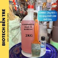 [GIÁ SỐC] 2KG NHỰA COMPOSITE HỒNG, KEO POLYESTER RESIN + Cọ -Tặng kèm Chất Xúc Tác