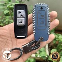 Gía Sốc  Bao Da Chìa Khóa Honda SH 2021-2023, SH 350i loại 2 nút bấm handmade da thật - xanh - bao da móc khóa