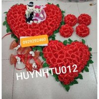 GIÁ SÔC-BỘ HOA GIẢ TRANG TRÍ XE CƯỚI CÓ GẤU