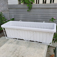 (GIÁ SỐC) Combo 5 Bộ chậu nhựa trồng rau và kệ treo ban công màu trắng 63.5cm x 22cm x 19cm