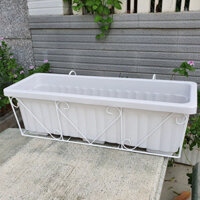 (GIÁ SỐC) Combo 5 Bộ chậu nhựa trồng rau và kệ treo ban công màu trắng 63.5cm x 22cm x 19cm