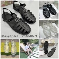 [GIÁ SỐC] Dép Rọ Gucci Nam Đen, Xanh Than, Dép sandal quai hậu GC trong suốt nam nữ thích hợp 4 mùa xuân hạ thu đông