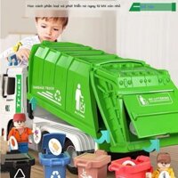 [GIÁ SỐC] Mô phỏng lớn xe chở rác đồ chơi trẻ em thùng phân loại rác vệ sinh mô hình kỹ thuật xe tả