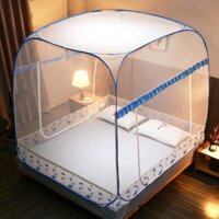 (Giá sốc) Mùng Chụp Tự Bung Đỉnh vuông chân viền xanh 🔥SIZE 2Mx2M2🔥 Màn ngủ tự bung đình rộng chống muỗi hiệu quả