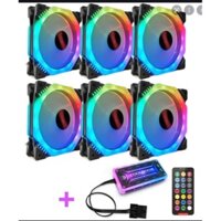 Giá Sốc New Fan Case CoolMoon RGB 6Fan+Hub+Ốc+Remote, quạt tản nhiệt case