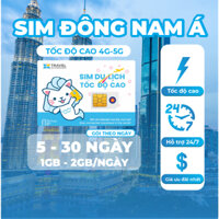 [GIÁ SỐC] Sim Du Lịch 5 Nước ĐNÁ - Singapore, Malaysia, Indonesia, Thailand, Vietnam - Tốc độ cao 4G